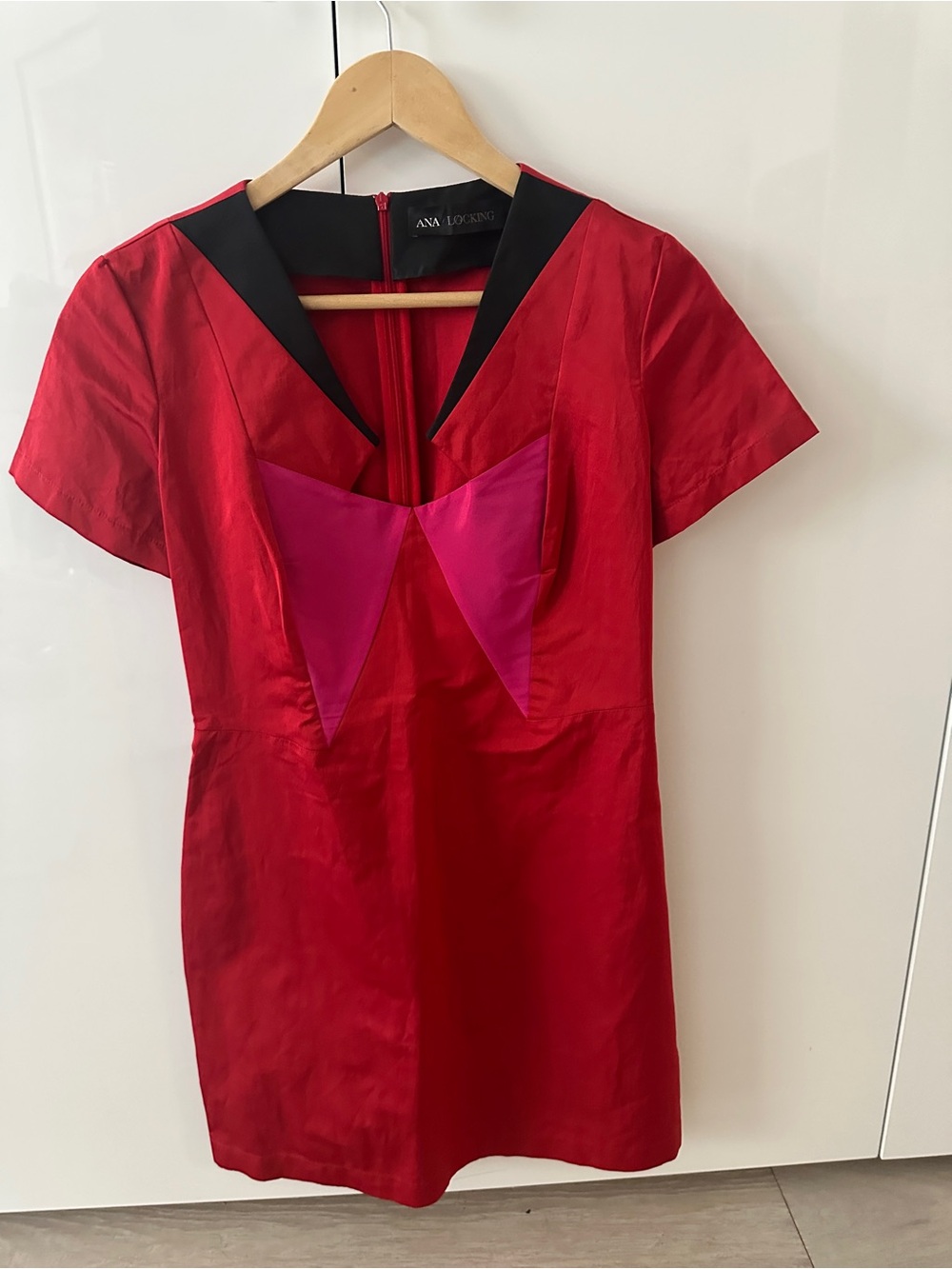 Anna Locking Red Mini Dress with Pink Accent